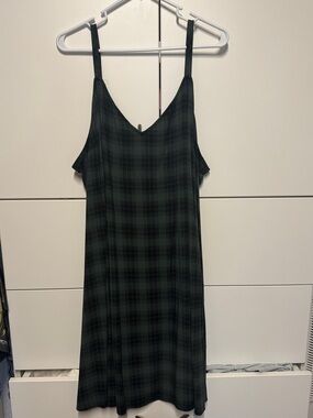 torrid Dark Green and Black Plaid Slip Dress